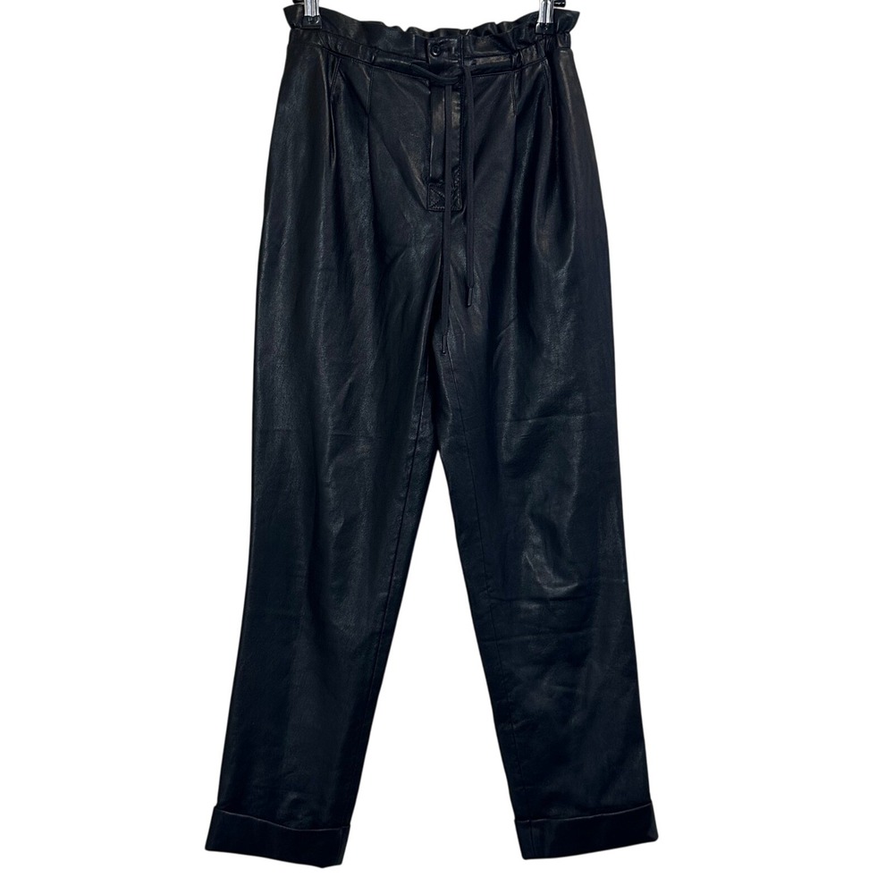 Alice + Olivia Vegan Leather Ankle Trousers Pants Womens ‎ XS Pleated